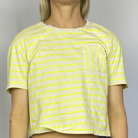Vans Womens Mini Check Top Lemon Tonic semi cropped t-shirt xs - Picture 1 of 14